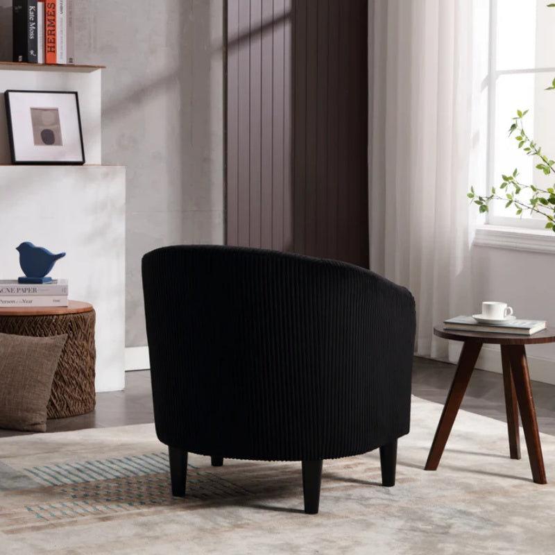 COOLMORE Living Room Accent Barrel Chair, Century Modern Style Decorative Chair, Armchair for Living Room with Thick Cushions and Pillows, Comfy Single Sofa Chair, Chair with Wooden Legs,BLACK-海智集-Default-