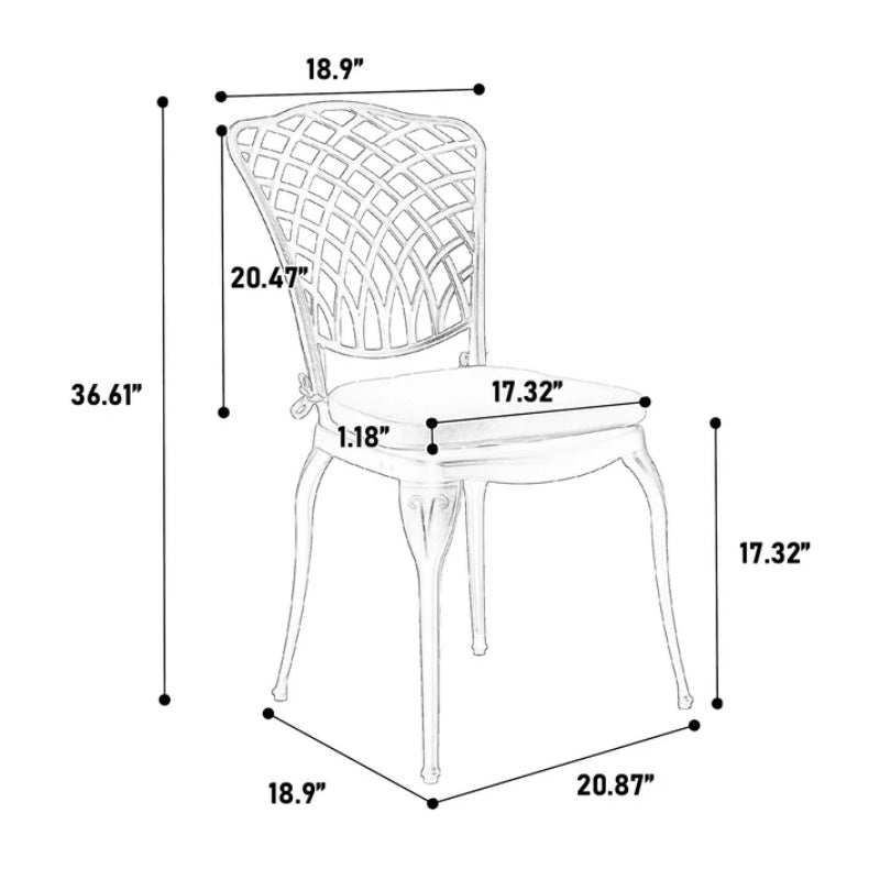 Bistro Set 3 Piece Rustproof Cast Aluminum Patio Furniture Sets 2 Chairs and 1 Round Table Outdoor, Garden, Patio, Balcony, with cushion white-海智集-Default-