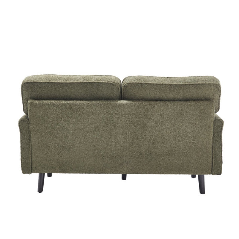 Mid Century Modern Loveseat Sofa with USB Ports, Removable Pillow Cover, Green Boucle Fabric, 56.3 Inches-海智集-Default-