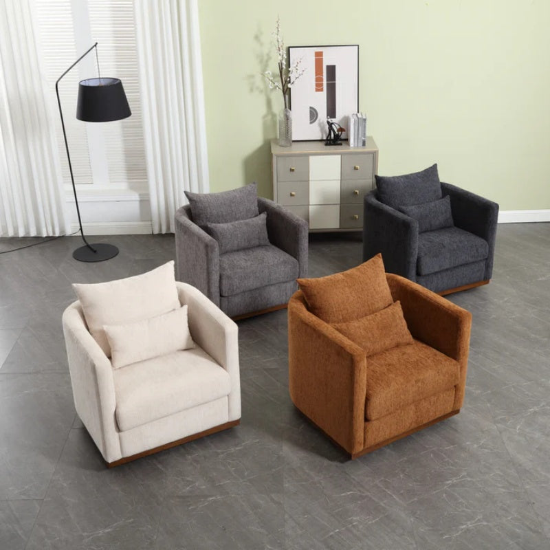 COOLMORE Swivel Barrel Chair, Comfy Round Accent Sofa Chair for Living Room, 360 Degree Swivel Barrel Club Chair, Leisure Arm Chair for Nursery, Hotel, Bedroom, Office, Lounge (Carbon Black Chenille)-海智集-Default-