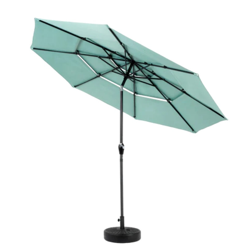 Aluminium 10ft 3 Tier Auto-tilt Umbrella ,Outdoor Patio Umbrella - Market Table Pool Deck Umbrella (Base Not Included) - ( Light green )-海智集-Default-