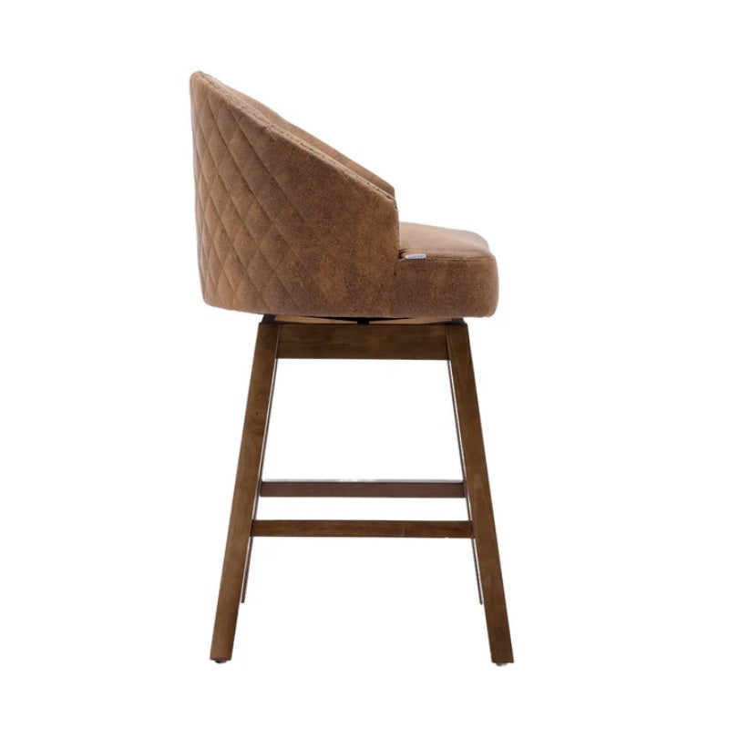 COOLMORE Bar Stools Set of 2 Counter Height Chairs with Footrest for Kitchen, Dining Room And 360 Degree Swivel-海智集-Default-