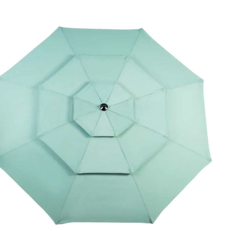 Aluminium 10ft 3 Tier Auto-tilt Umbrella ,Outdoor Patio Umbrella - Market Table Pool Deck Umbrella (Base Not Included) - ( Light green )-海智集-Default-