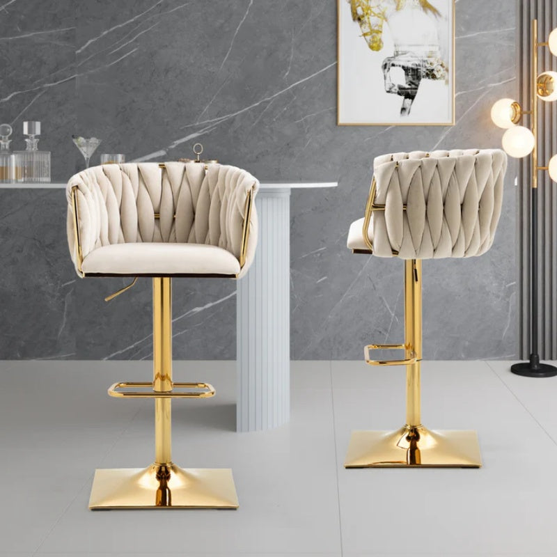 COOLMORE Vintage Bar Stools with Back and Footrest Counter Height Dining Chairs 2PC/SET-海智集-Default-