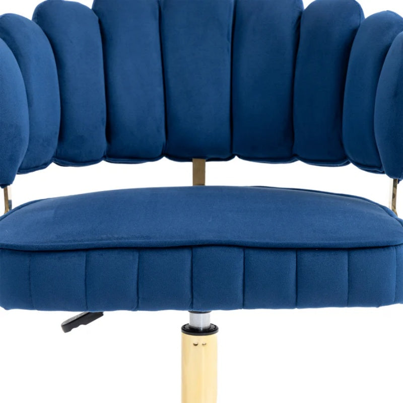 Modern Velvet Home Office Desk Chair with Adjustable Height and Swivel Wheels in Navy-海智集-Default-
