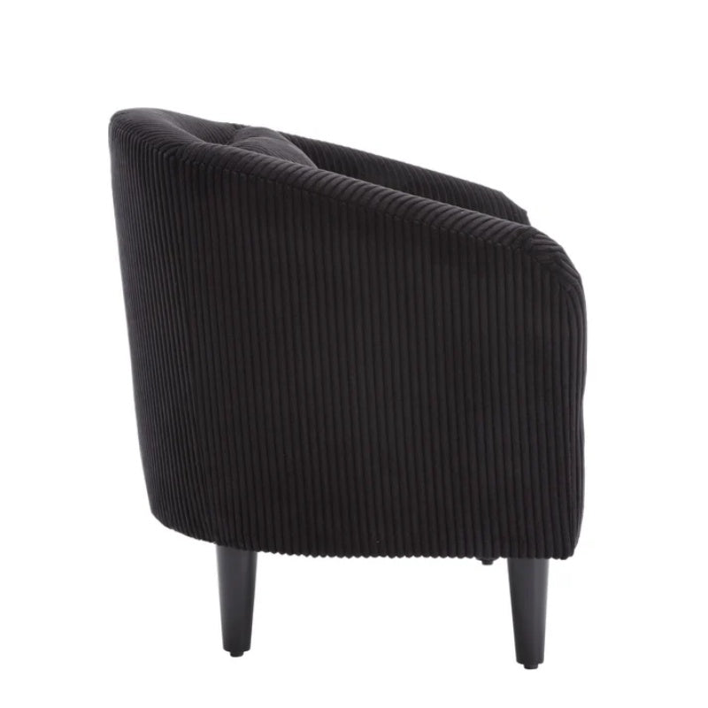 COOLMORE Living Room Accent Barrel Chair, Century Modern Style Decorative Chair, Armchair for Living Room with Thick Cushions and Pillows, Comfy Single Sofa Chair, Chair with Wooden Legs,BLACK-海智集-Default-