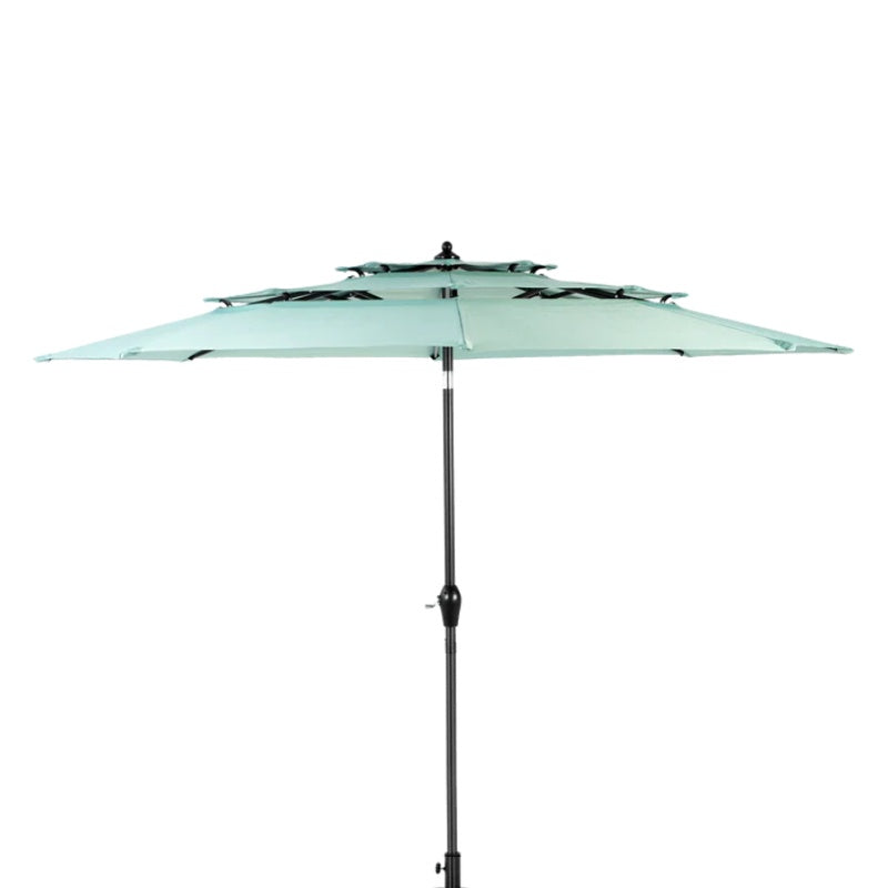 Aluminium 10ft 3 Tier Auto-tilt Umbrella ,Outdoor Patio Umbrella - Market Table Pool Deck Umbrella (Base Not Included) - ( Light green )-海智集-Default-