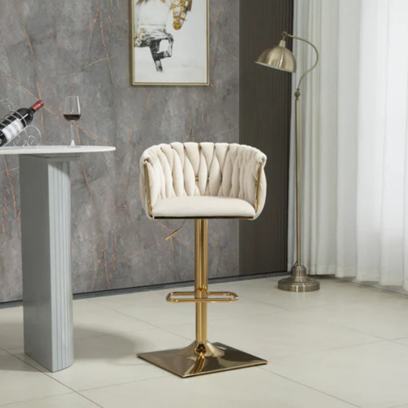 COOLMORE Vintage Bar Stools with Back and Footrest Counter Height Dining Chairs 2PC/SET-海智集-Default-