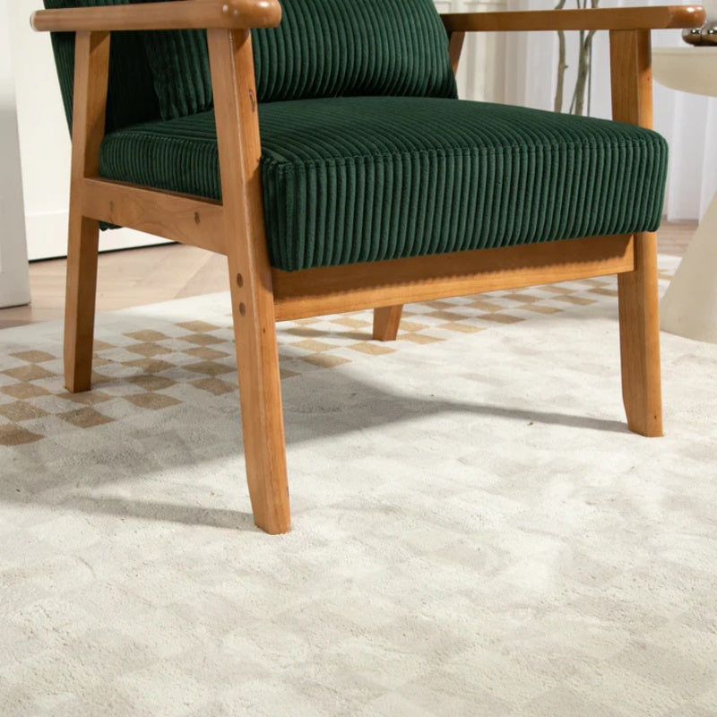 Leisure Chair with Solid Wood Armrest and Feet, Leisure chair, wood frame, velvet, l, solid rubber wood legs, Mid-Century Modern Accent chair, for Living Room Bedroom Studio chair-海智集-Default-