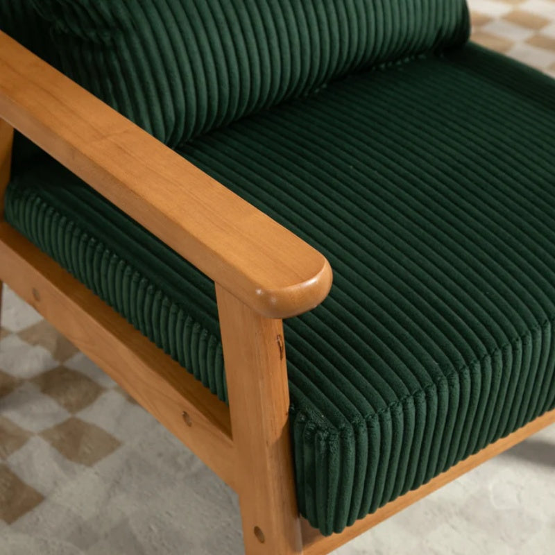 Leisure Chair with Solid Wood Armrest and Feet, Leisure chair, wood frame, velvet, l, solid rubber wood legs, Mid-Century Modern Accent chair, for Living Room Bedroom Studio chair-海智集-Default-