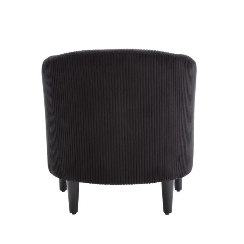 COOLMORE Living Room Accent Barrel Chair, Century Modern Style Decorative Chair, Armchair for Living Room with Thick Cushions and Pillows, Comfy Single Sofa Chair, Chair with Wooden Legs,BLACK-海智集-Default-