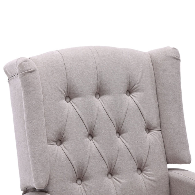 COOLMORE Rocking Recliner Chair,360 Degree Swivel Nursery Rocking Chair,Glider Chair,Modern Small Rocking Swivel Recliner Chair for Bedroom,Living Room Chair Home Theater Seat (Beige)-海智集-Default-