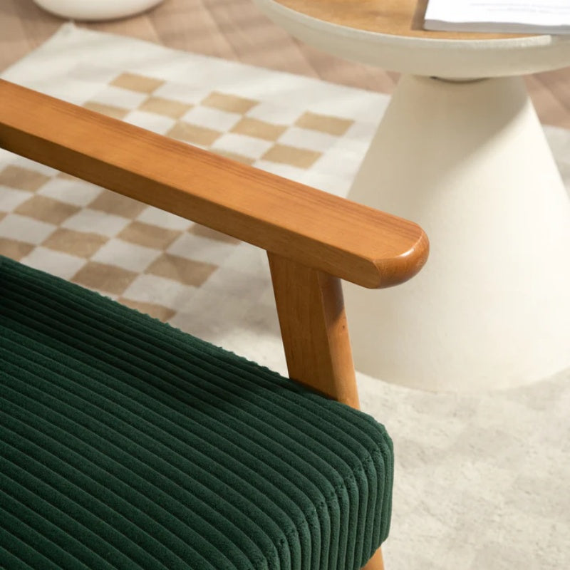 Leisure Chair with Solid Wood Armrest and Feet, Leisure chair, wood frame, velvet, l, solid rubber wood legs, Mid-Century Modern Accent chair, for Living Room Bedroom Studio chair-海智集-Default-