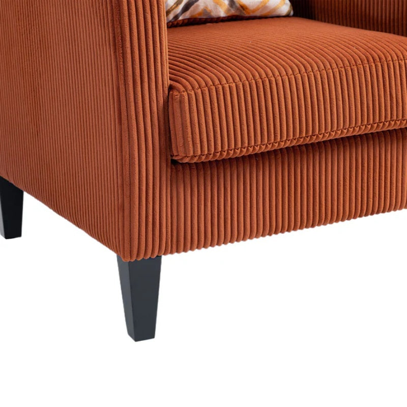 COOLMORE Modern Accent Chair,Upholstered Armchair with Scooped Arms for Bedroom,Apartment,Studio,Office,Waiting Room(Orange Corduroy)-海智集-Default-
