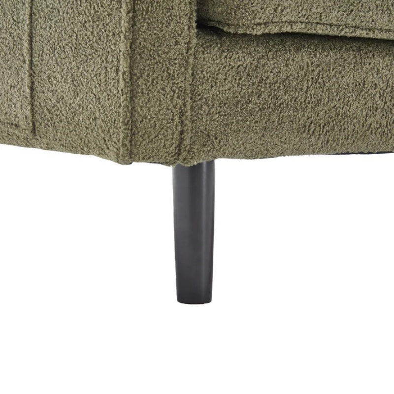 Mid Century Modern Loveseat Sofa with USB Ports, Removable Pillow Cover, Green Boucle Fabric, 56.3 Inches-海智集-Default-