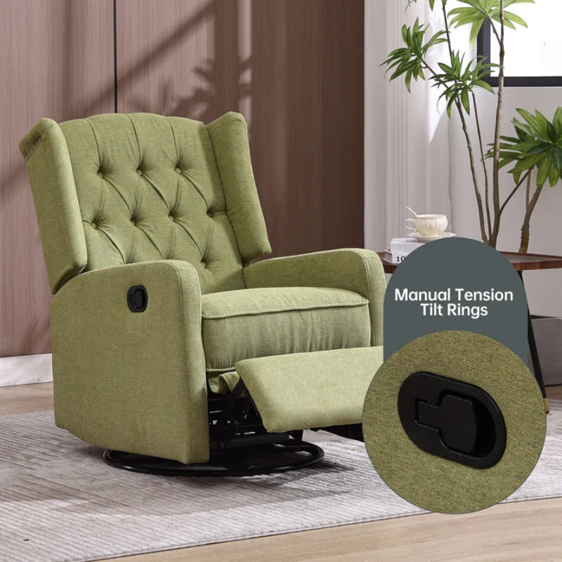 COOLMORE Rocking Recliner Chair,360 Degree Swivel Nursery Rocking Chair,Glider Chair,Modern Small Rocking Swivel Recliner Chair for Bedroom,Living Room Chair Home Theater Seat (Ovive Green)-海智集-Default-