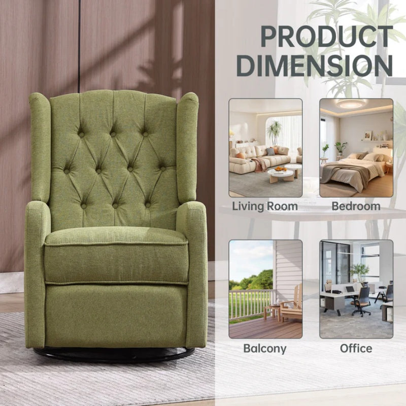 COOLMORE Rocking Recliner Chair,360 Degree Swivel Nursery Rocking Chair,Glider Chair,Modern Small Rocking Swivel Recliner Chair for Bedroom,Living Room Chair Home Theater Seat (Ovive Green)-海智集-Default-
