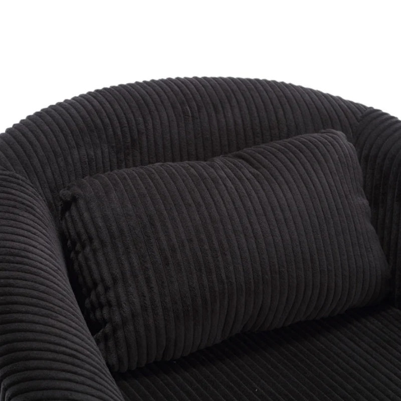 COOLMORE Living Room Accent Barrel Chair, Century Modern Style Decorative Chair, Armchair for Living Room with Thick Cushions and Pillows, Comfy Single Sofa Chair, Chair with Wooden Legs,BLACK-海智集-Default-