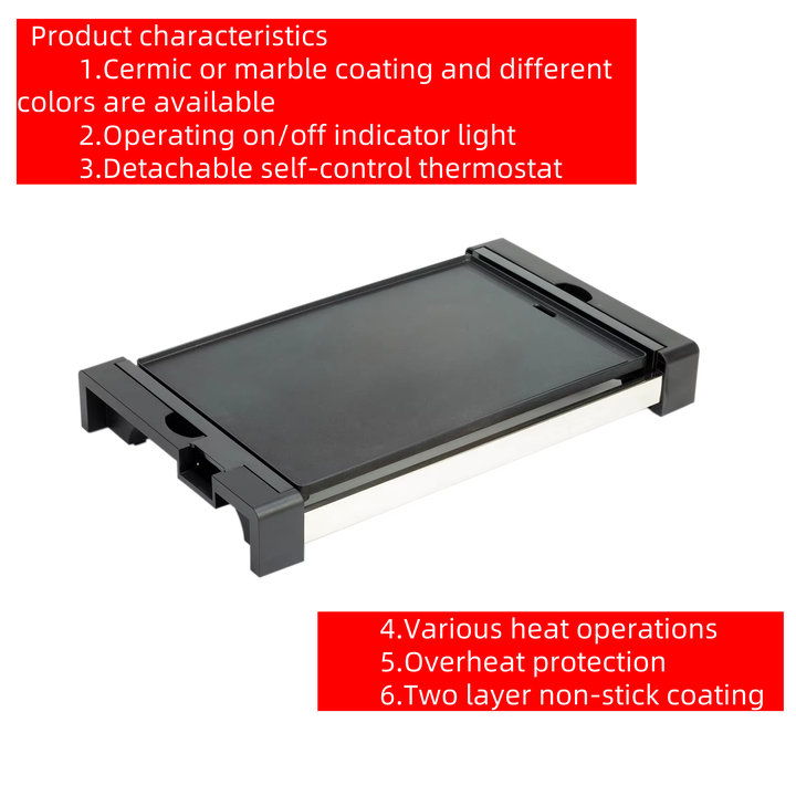 Detachable Electric Multi Griddle Plate Cooking Grill Intelligent Electric Grill Smokeless for Household-海智集-