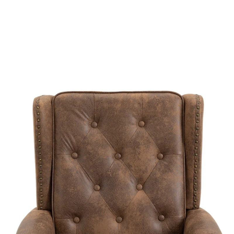 Modern Coffee Wood Frame Armchair with Sturdy Wood Legs and Microsuede Upholstery for Living Room-海智集-Default-