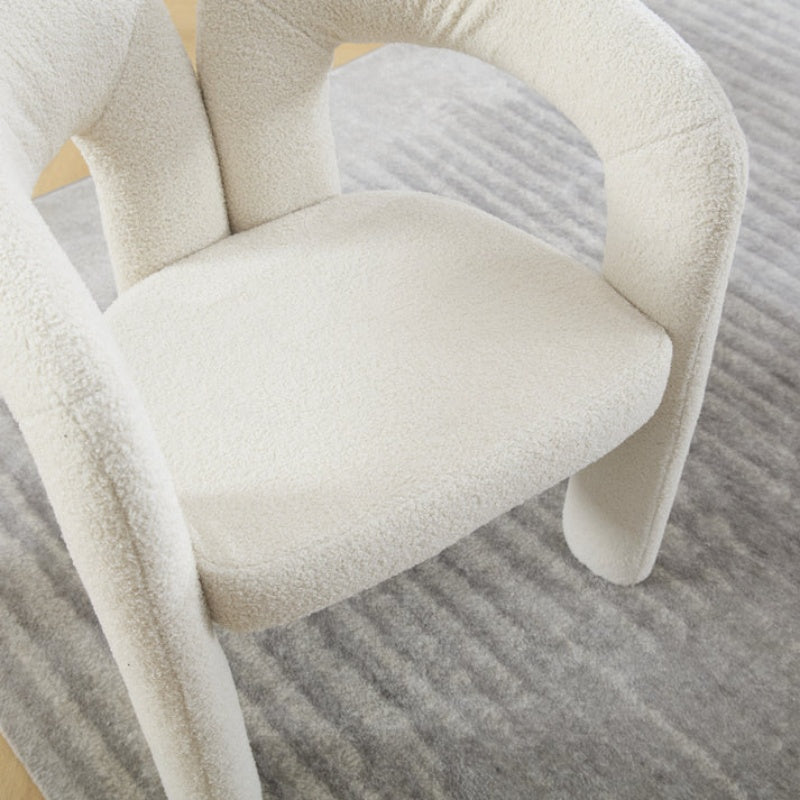 COOLMORE Contemporary Designed Velvet Fabric Upholstered Accent/Dining Chair Beige Teddy Armchair Set of 2-海智集-Default-