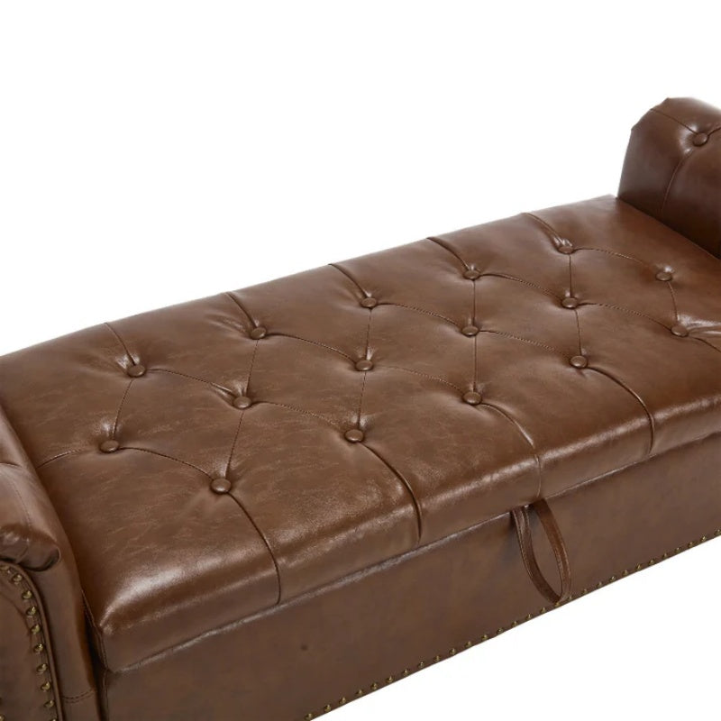 Coolmore Storage Ottoman 55.12 Inches Upholstered Fabric Storage Ottoman Bench,Button Tufted Ottoman with Storage for Living Room,Bedroom End of Bed Bench Withstands 275lbs-海智集-Default-