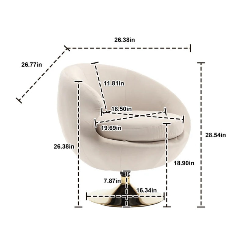 360 Degree Swivel Cuddle Barrel Accent Chairs, Round Armchairs with Wide Upholstered, Fluffy Fabric Chair for Living Room, Bedroom, Office, Waiting Rooms-海智集-Default-