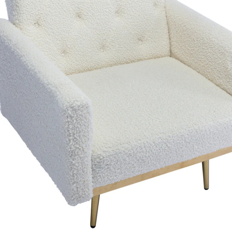 COOLMORE Velvet Accent Chair with Adjustable Armrests and Backrest, Button Tufted Lounge Chair, Single Recliner Armchair with Ottoman-海智集-Default-