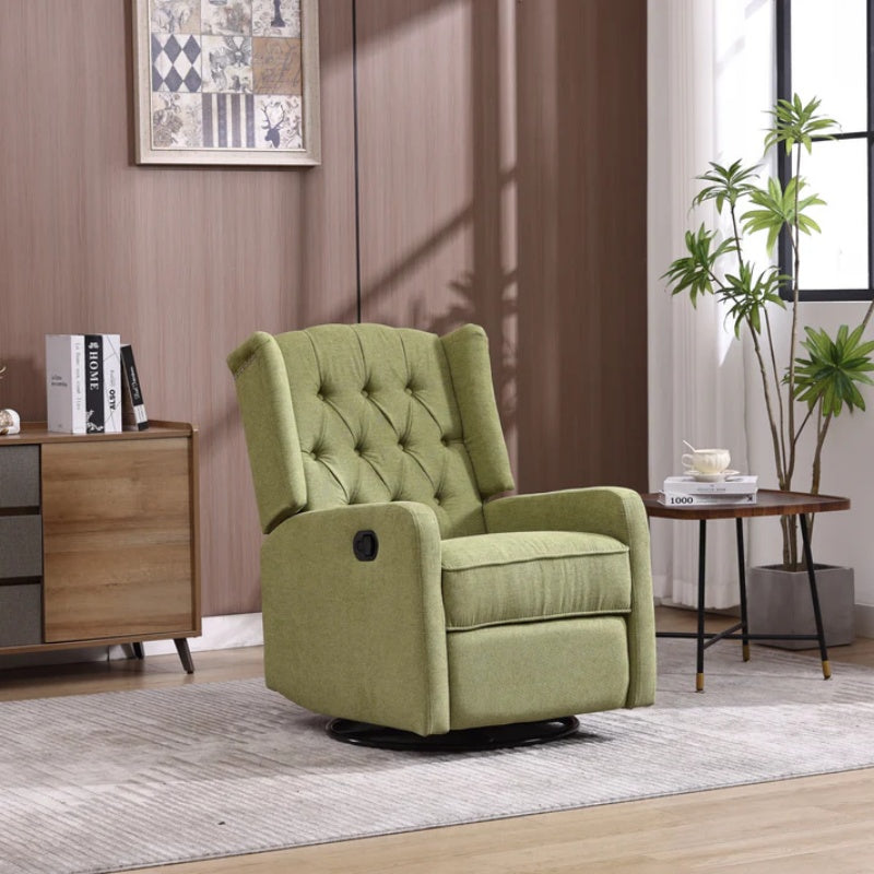 COOLMORE Rocking Recliner Chair,360 Degree Swivel Nursery Rocking Chair,Glider Chair,Modern Small Rocking Swivel Recliner Chair for Bedroom,Living Room Chair Home Theater Seat (Ovive Green)-海智集-Default-