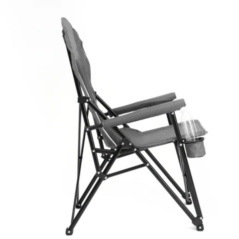 High Back Heavy Duty Lawn Chair Support 250LBS, Portable Collapsible Chair with Cup Holder -Grey-海智集-Default-