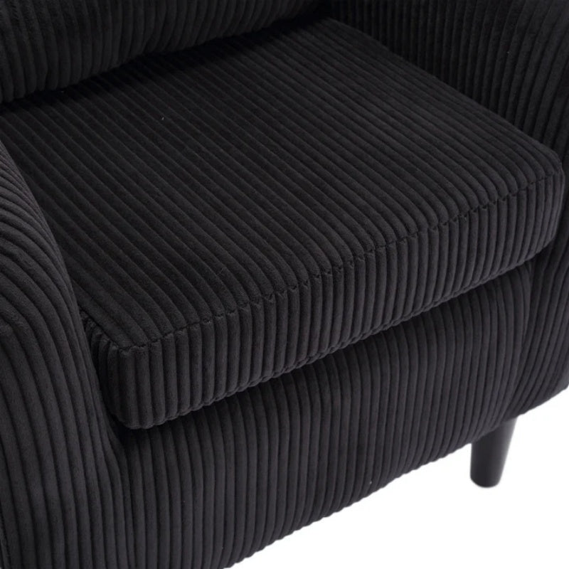 COOLMORE Living Room Accent Barrel Chair, Century Modern Style Decorative Chair, Armchair for Living Room with Thick Cushions and Pillows, Comfy Single Sofa Chair, Chair with Wooden Legs,BLACK-海智集-Default-