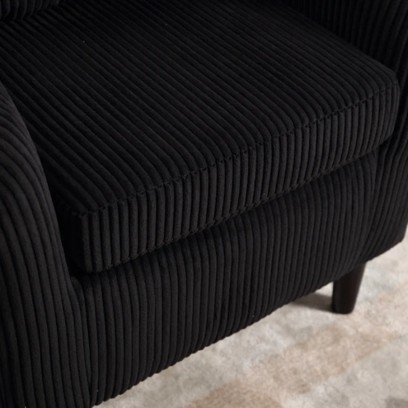 COOLMORE Living Room Accent Barrel Chair, Century Modern Style Decorative Chair, Armchair for Living Room with Thick Cushions and Pillows, Comfy Single Sofa Chair, Chair with Wooden Legs,BLACK-海智集-Default-