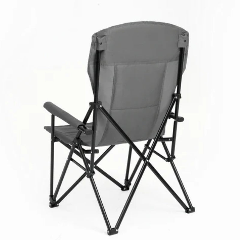 High Back Heavy Duty Lawn Chair Support 250LBS, Portable Collapsible Chair with Cup Holder -Grey-海智集-Default-