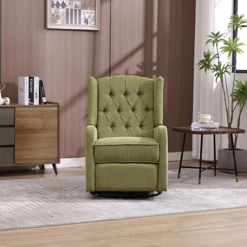 COOLMORE Rocking Recliner Chair,360 Degree Swivel Nursery Rocking Chair,Glider Chair,Modern Small Rocking Swivel Recliner Chair for Bedroom,Living Room Chair Home Theater Seat (Ovive Green)-海智集-Default-