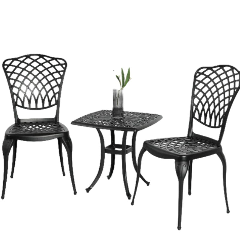 Bistro Set 3 Piece Rustproof Cast Aluminum Patio Furniture Sets 2 Chairs and 1 Round Table Outdoor, Garden, Patio, Balcony, black-海智集-Default-
