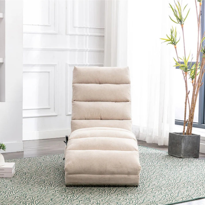 Linen Massage Chaise Lounge Indoor with Remote Control, Ergonomic Electric Massage Lounger in Beige-海智集-Default-
