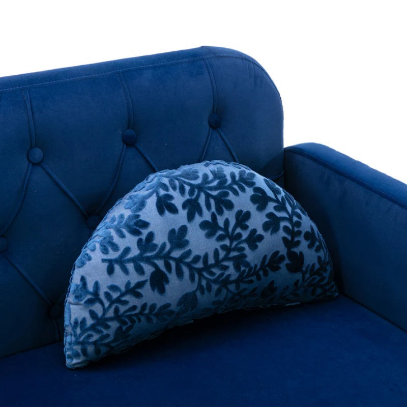 COOLMORE Modern Velvet Loveseat Sofa , Comfy Upholstered 2-Seater Sofa with Gold Metal Legs, Small Loveseat Accent Couch for Living Bedroom Leisure Areas (Navy Velvet)-海智集-Default-