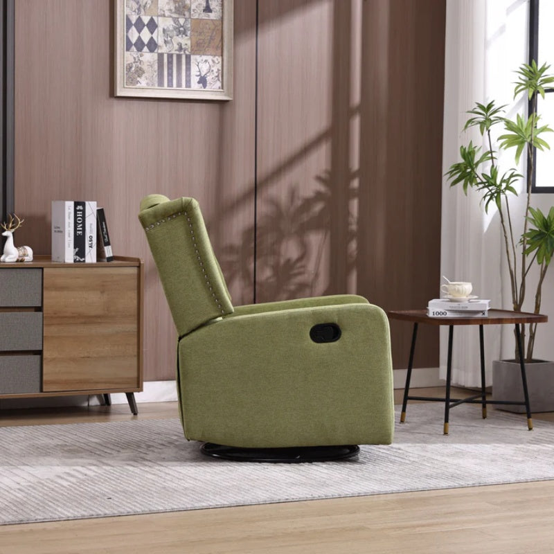 COOLMORE Rocking Recliner Chair,360 Degree Swivel Nursery Rocking Chair,Glider Chair,Modern Small Rocking Swivel Recliner Chair for Bedroom,Living Room Chair Home Theater Seat (Ovive Green)-海智集-Default-