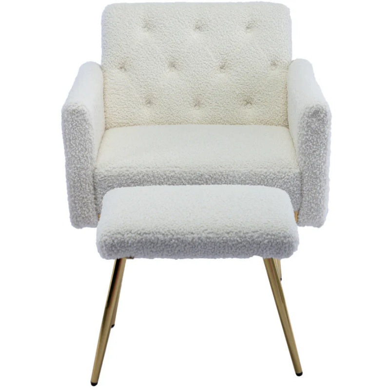 COOLMORE Velvet Accent Chair with Adjustable Armrests and Backrest, Button Tufted Lounge Chair, Single Recliner Armchair with Ottoman-海智集-Default-