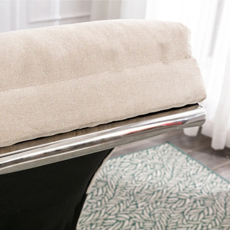 Linen Massage Chaise Lounge Indoor with Remote Control, Ergonomic Electric Massage Lounger in Beige-海智集-Default-