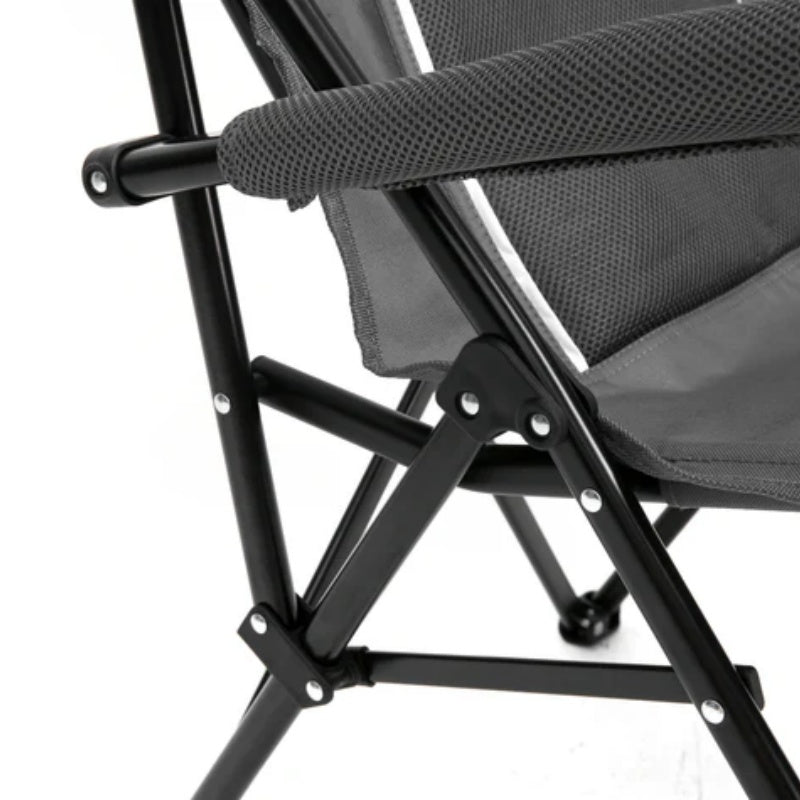 High Back Heavy Duty Lawn Chair Support 250LBS, Portable Collapsible Chair with Cup Holder -Grey-海智集-Default-