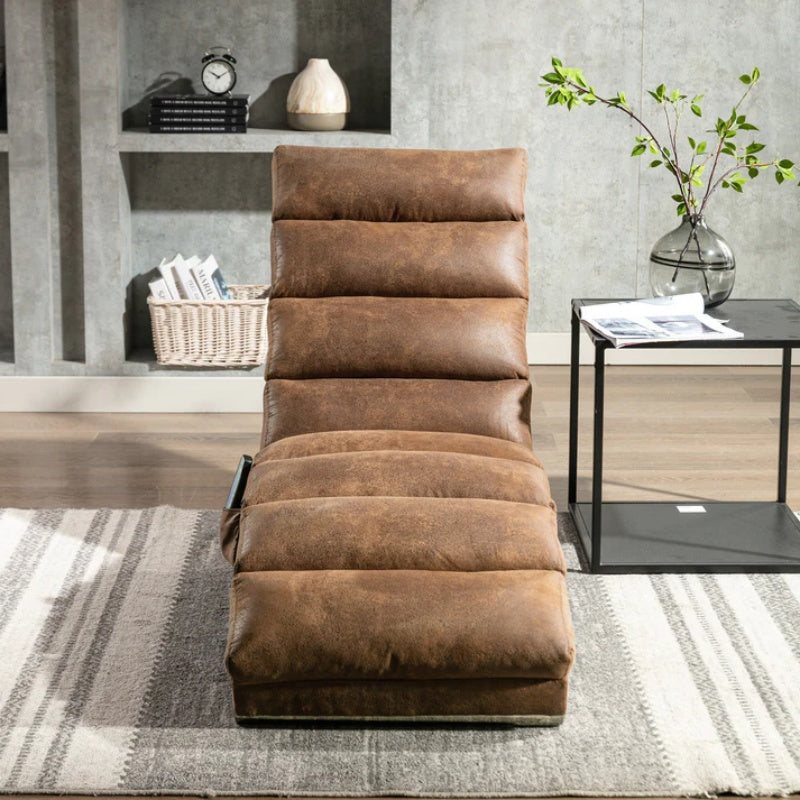 Linen Massage Chaise Lounge Indoor with Remote Control, Ergonomic Electric Massage Long Lounger, Coffee-海智集-Default-