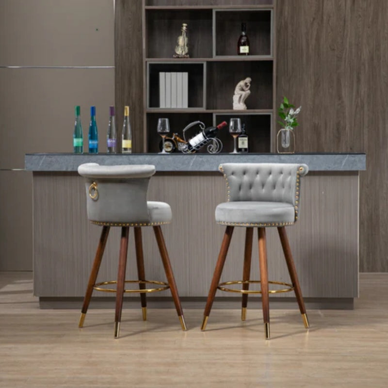COOLMORE Swivel Bar Stools with Backrest Footrest ,with a fixed height of 360 degrees-海智集-Default-