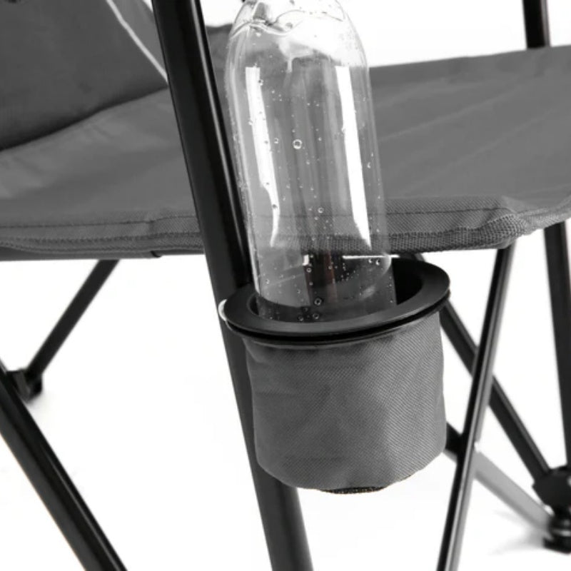High Back Heavy Duty Lawn Chair Support 250LBS, Portable Collapsible Chair with Cup Holder -Grey-海智集-Default-