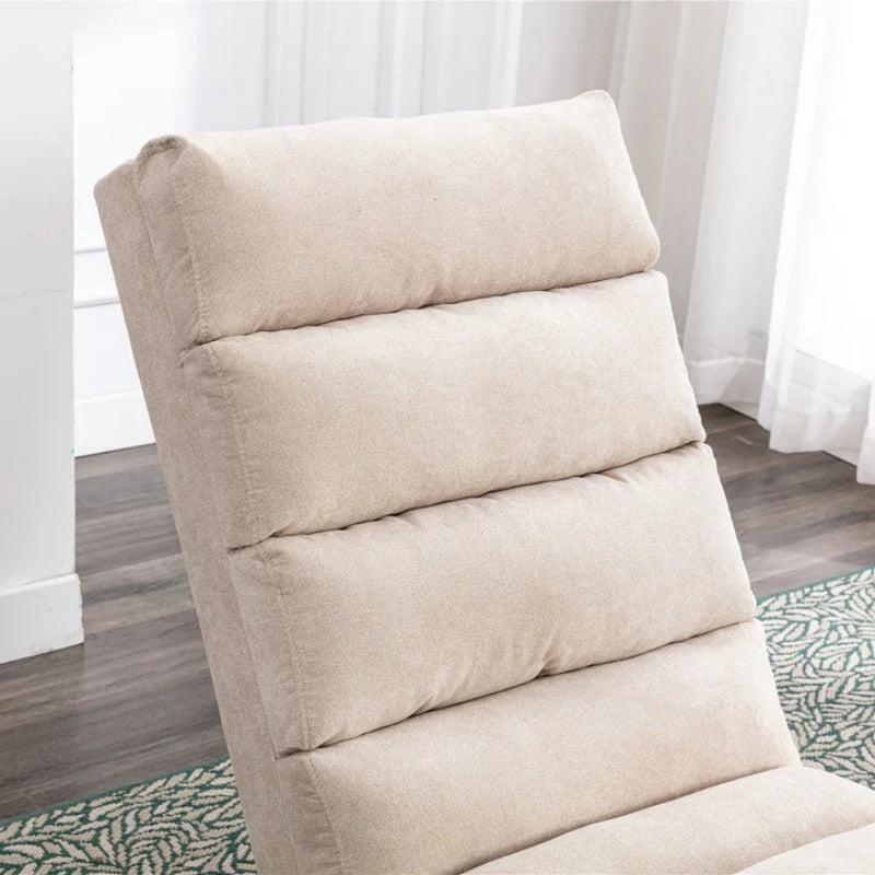 Linen Massage Chaise Lounge Indoor with Remote Control, Ergonomic Electric Massage Lounger in Beige-海智集-Default-