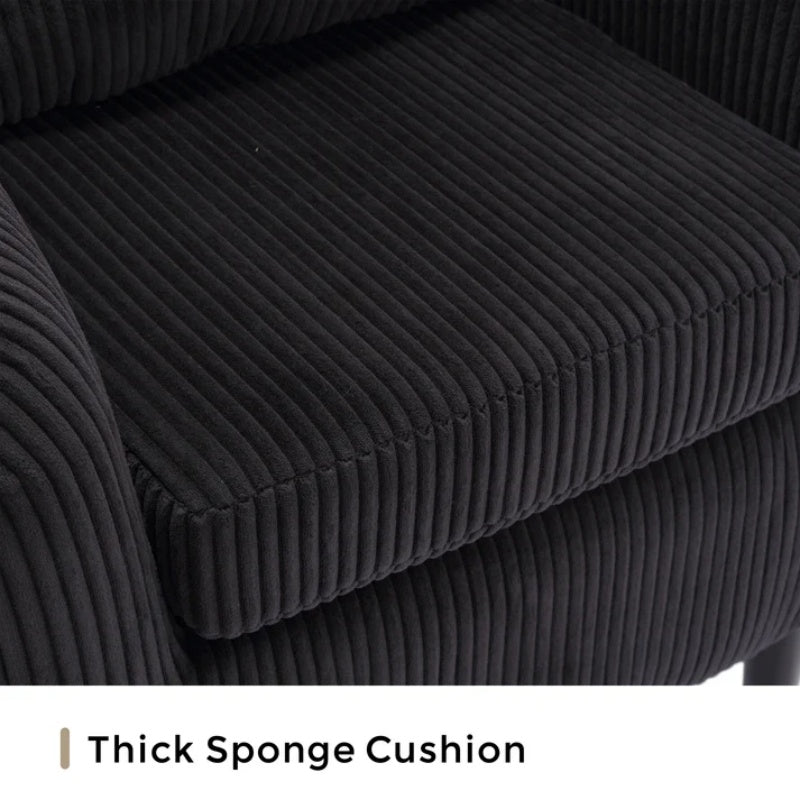 COOLMORE Living Room Accent Barrel Chair, Century Modern Style Decorative Chair, Armchair for Living Room with Thick Cushions and Pillows, Comfy Single Sofa Chair, Chair with Wooden Legs,BLACK-海智集-Default-