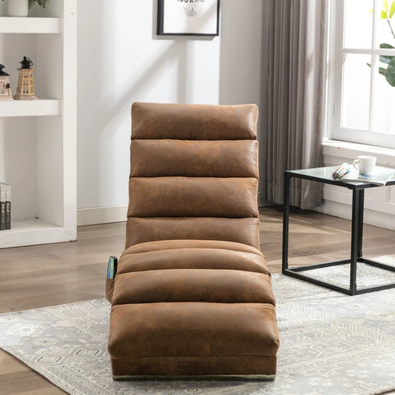 Linen Massage Chaise Lounge Indoor with Remote Control, Ergonomic Electric Massage Long Lounger, Coffee-海智集-Default-