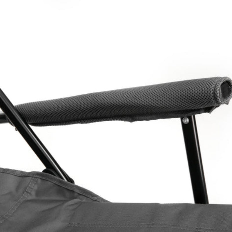 High Back Heavy Duty Lawn Chair Support 250LBS, Portable Collapsible Chair with Cup Holder -Grey-海智集-Default-