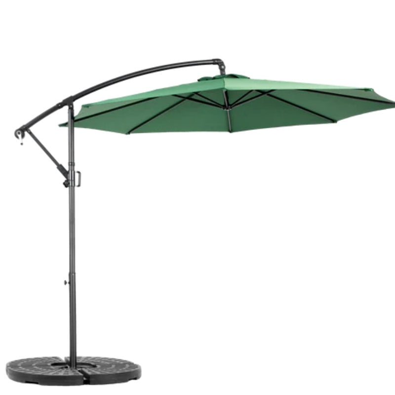Best Choice Products 10ft Offset Hanging Market Patio Umbrella w/Easy Tilt Adjustment, Polyester Shade, 8 Ribs for Backyard, Poolside - ( Dark green )(No Base)-海智集-Default-