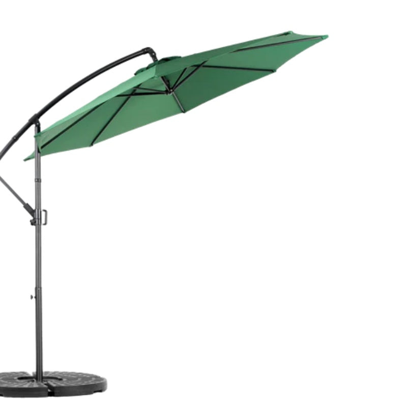 Best Choice Products 10ft Offset Hanging Market Patio Umbrella w/Easy Tilt Adjustment, Polyester Shade, 8 Ribs for Backyard, Poolside - ( Dark green )(No Base)-海智集-Default-